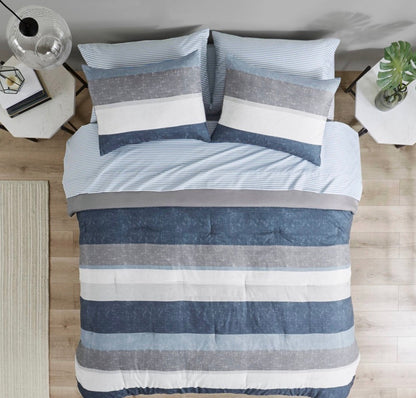 Madison Park Essentials Deacon Modern Stripe Comforter Set with Sheets Cal king