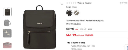 Travelon anti-theft Addison backpack