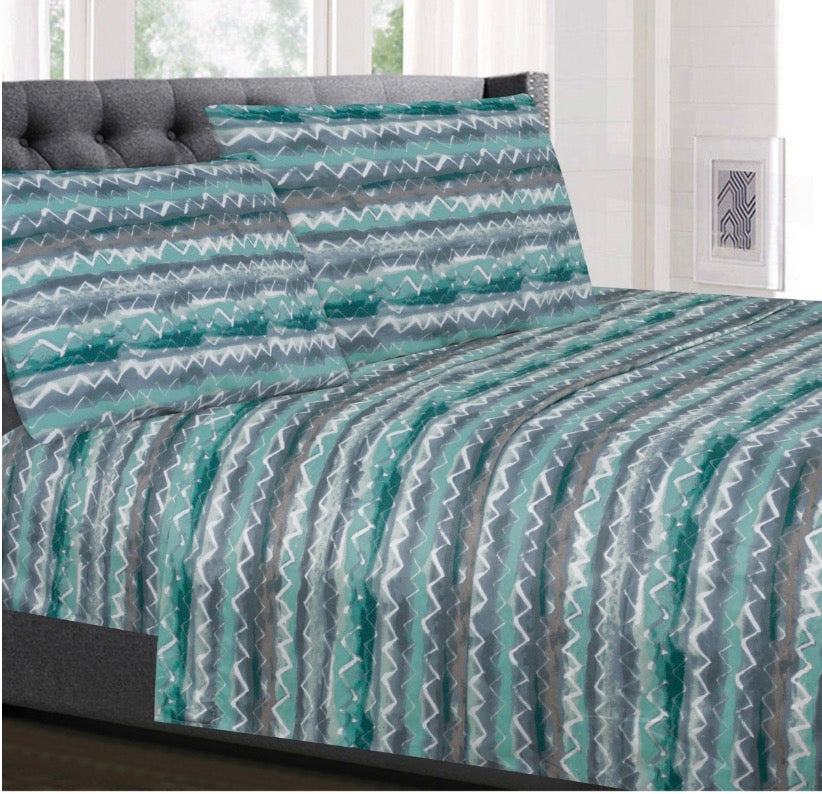 Sweet Home Collection™ Summerset Printed Sheet Set, Double Brushed Microfiber 4-piece King