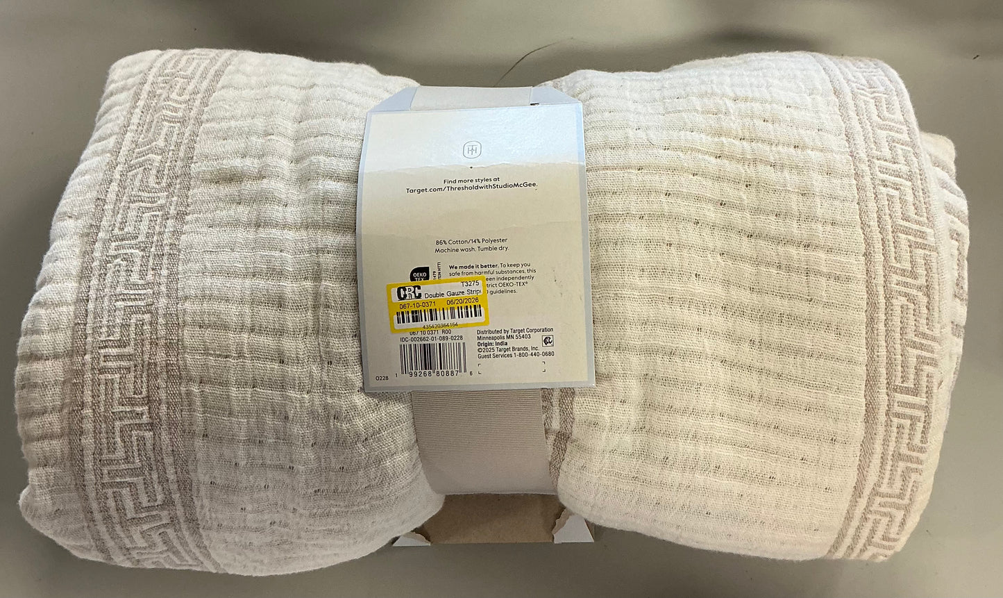 Double gauze stripe throw blanket 50x60”
