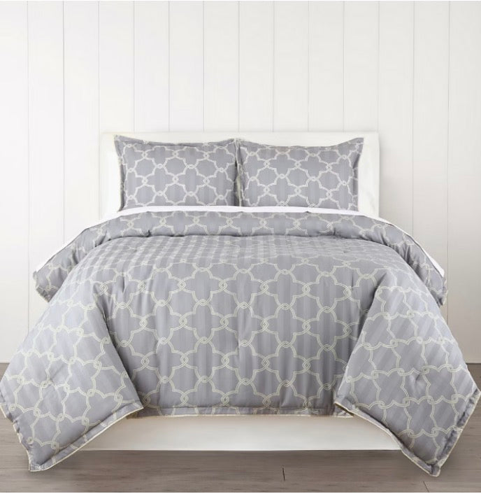 Liz Claiborne Adelaide 3 Pieces Duvet Cover Set Full/Queen-Included(1 Duvet and 2 Standard Shams)-Gray