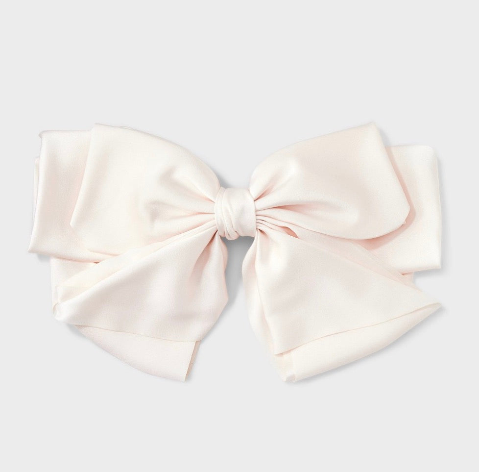 Cream satin oversized bow hair clip