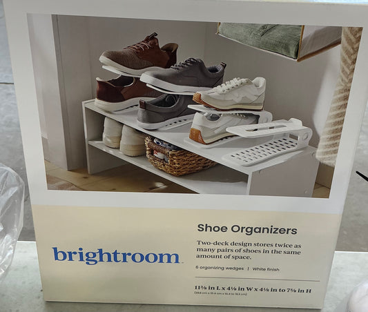shoe organizers designed with a two-deck layout to maximize storage capacity 6pk