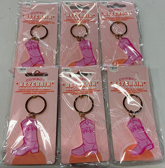 Western Cowboy Keychain accessories featuring vibrant pink boot-6 packs(1 per pack)