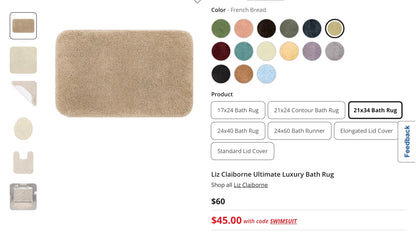 Liz Claiborne Ultimate Luxury Bath Rug 21x34 Inch