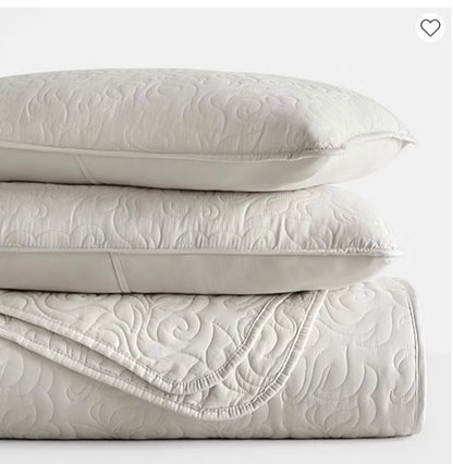 Casual Comfort Floral Stitch Quilt Set 3-pc king/cal king color natural