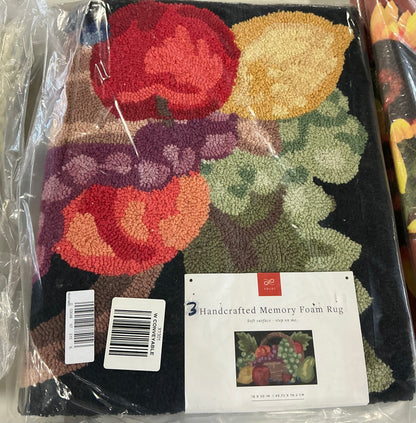 Handcrafted fruit basket rug is designed with memory foam 18 in x 30 in