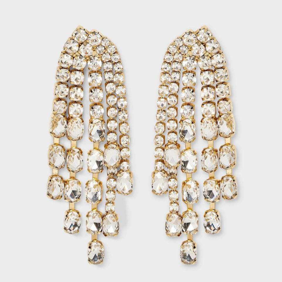 Sugarfix by Baublebar cascading rhinestone fringe statement earrings
