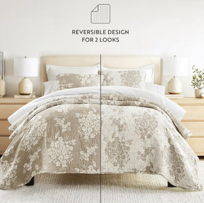 3 Piece All Season Lightweight Pattern Quilt Set Full/Queen