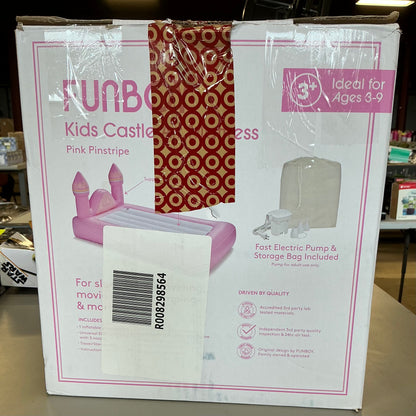THRIFTY 70 - FUNBOY pink castle 15”H kids’ sleepover twin air mattress bed with electric pump - AS IS -USED - FINAL SALE - NO RETURNS