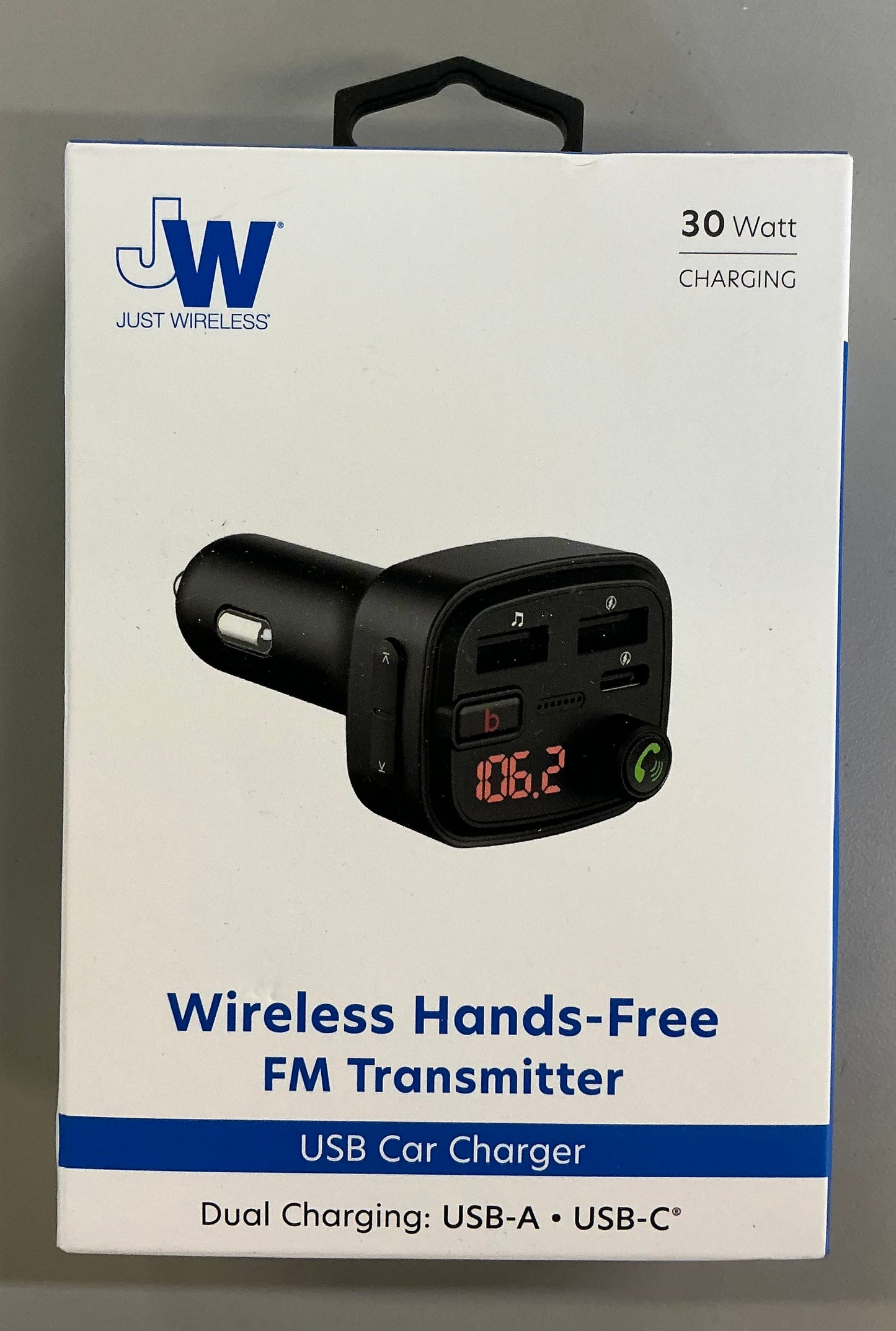 Just Wireless Bluetooth FM transmitter type C and USB-A charging port bass sound booster
