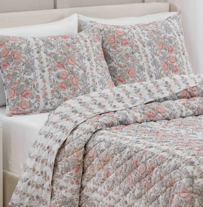 Thrifty 70 Martha Stewart Lula Floral Reversible Quilt Only Full/Queen-Pink-Open Package-USED-(See Picture)-FINAL SALE-NO RETURN-AS IS