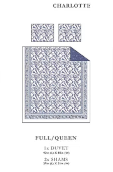 Laura Ashley Charlotte Floral Reversible Duvet Cover Set 3 Pieces Full/Queen-Blue
