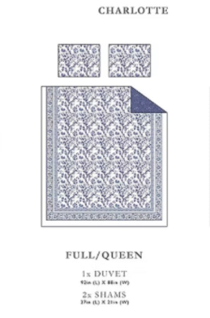 Laura Ashley Charlotte Floral Reversible Duvet Cover Set 3 Pieces Full/Queen-Blue