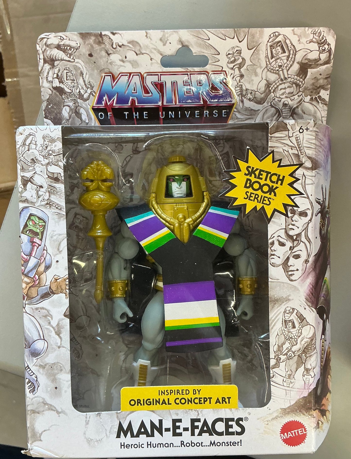 Masters of the universe origins sketchbook series Man-E faces 5.5” action figure - DAMAGED PACKAGE - PRODUCT IS NEW