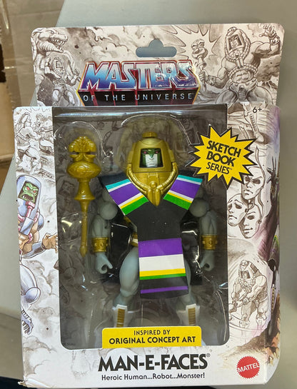 Masters of the universe origins sketchbook series Man-E faces 5.5” action figure - DAMAGED PACKAGE - PRODUCT IS NEW