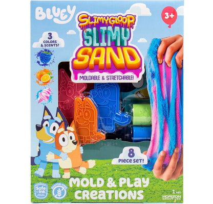 Bluey SLIMYGLOOP Slimy Sand Mold & Play Creations 8-Piece Set.