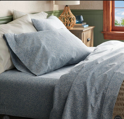 King Printed Performance 400 Thread Count Sheet Set White/ Blue Floral