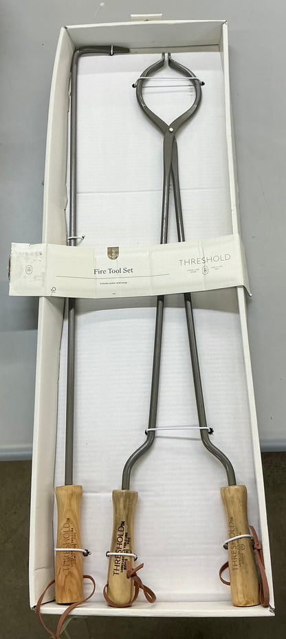 2pc tongs and fire poker tool set gray - PICK UP ONLY - DAMAGED PACKAGING