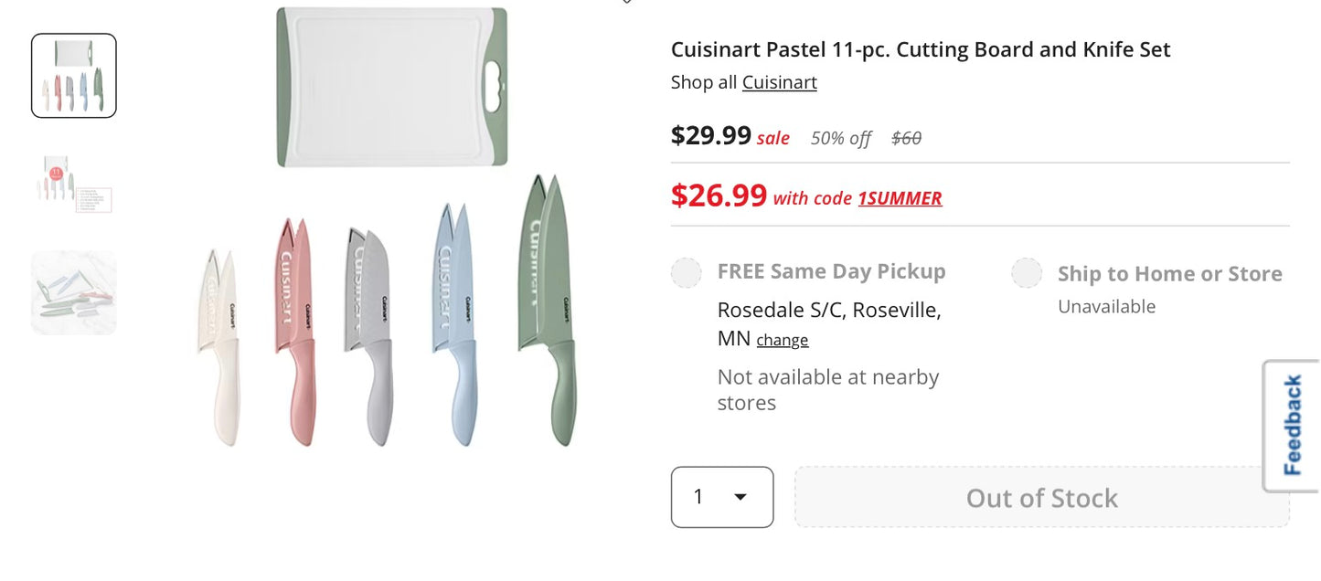 Cuisinart Pastel 11-pc. Cutting Board and Knife Set