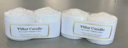4 pack fragrance free pillar candle 3” H X 3” dia