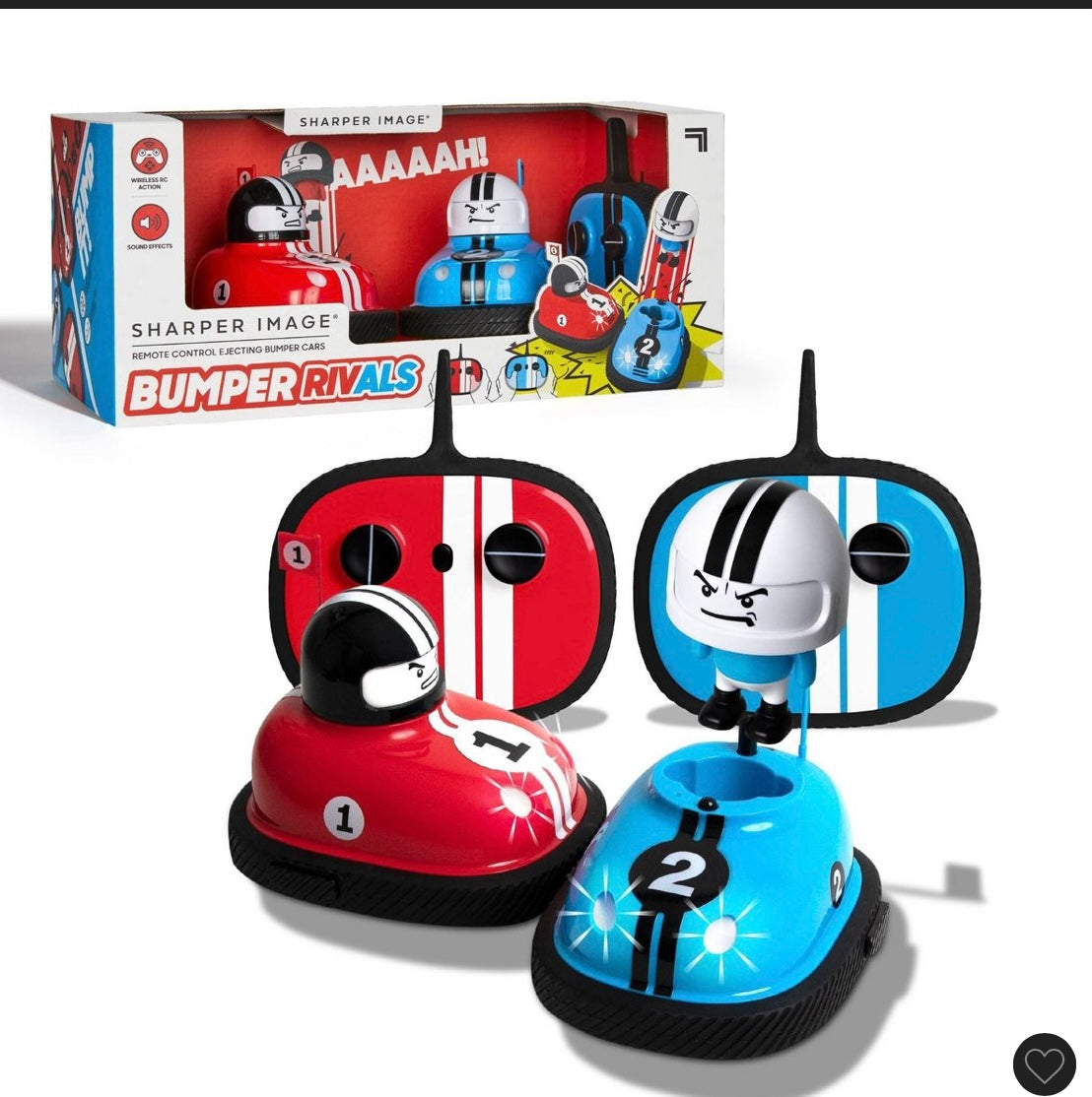 THRIFTY 70 - Sharper Image remote control ejecting bumper rivals red and blue - USED - FINAL SALE - NO RETURNS - AS IS