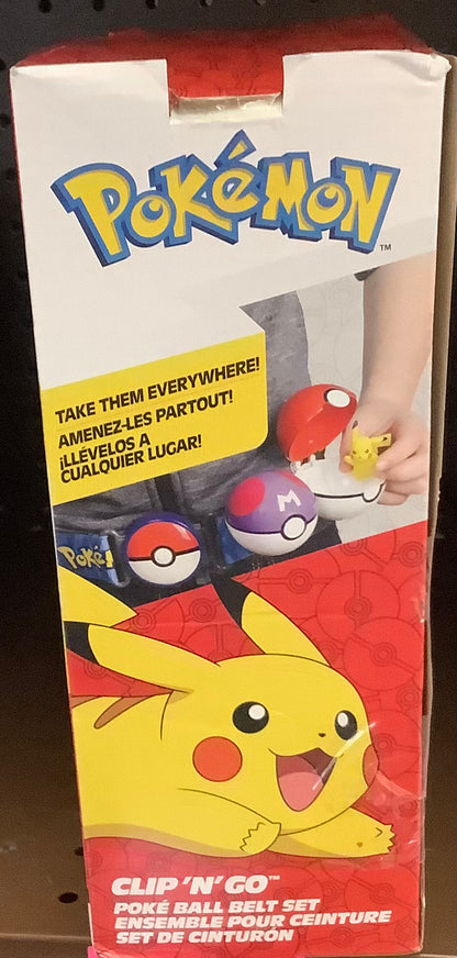 POKEMON CLIP 'N'GO BELT SET- Includes 2-Inch Pikachu Battle Figure with Poke Ball and Luxury Ball Accessories