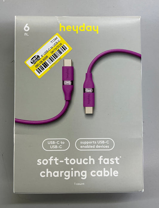 6-foot purple heyday USB-C to USB-C soft-touch fast charging cable