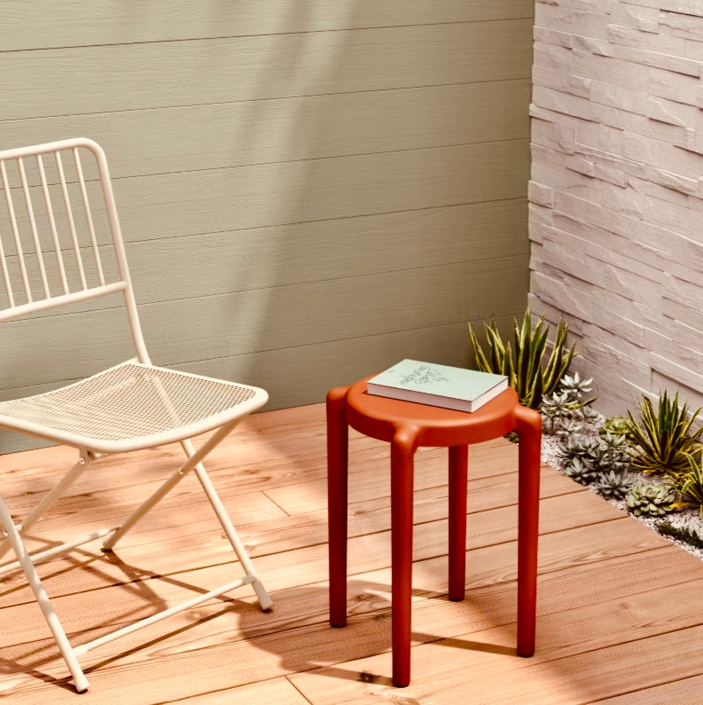 Round Accent Patio End Table - Red - Minor Cosmetic Damage (see pictures) - FOR PICKUP ONLY