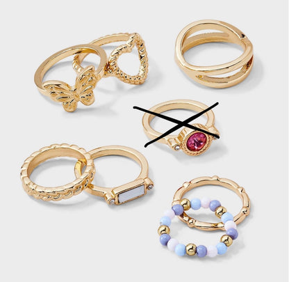 Rings in assorted gold-tone and beaded styles-As Is