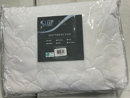 Sleep Philosophy All Natural Cotton Percale Quilted Mattress Pad Twin