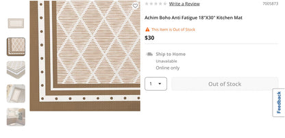 Achim Boho Anti Fatigue 18"X30" Kitchen Mat