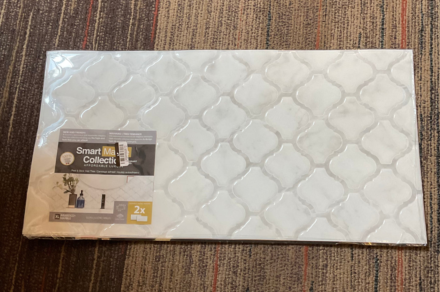 (Clearance) FINAL SALE Smart Tiles 2pk XL Glossy Peel & Stick 3D Tile Paper Backsplash Arabesco Marble: Best Stick On Kitchen
Backsplash