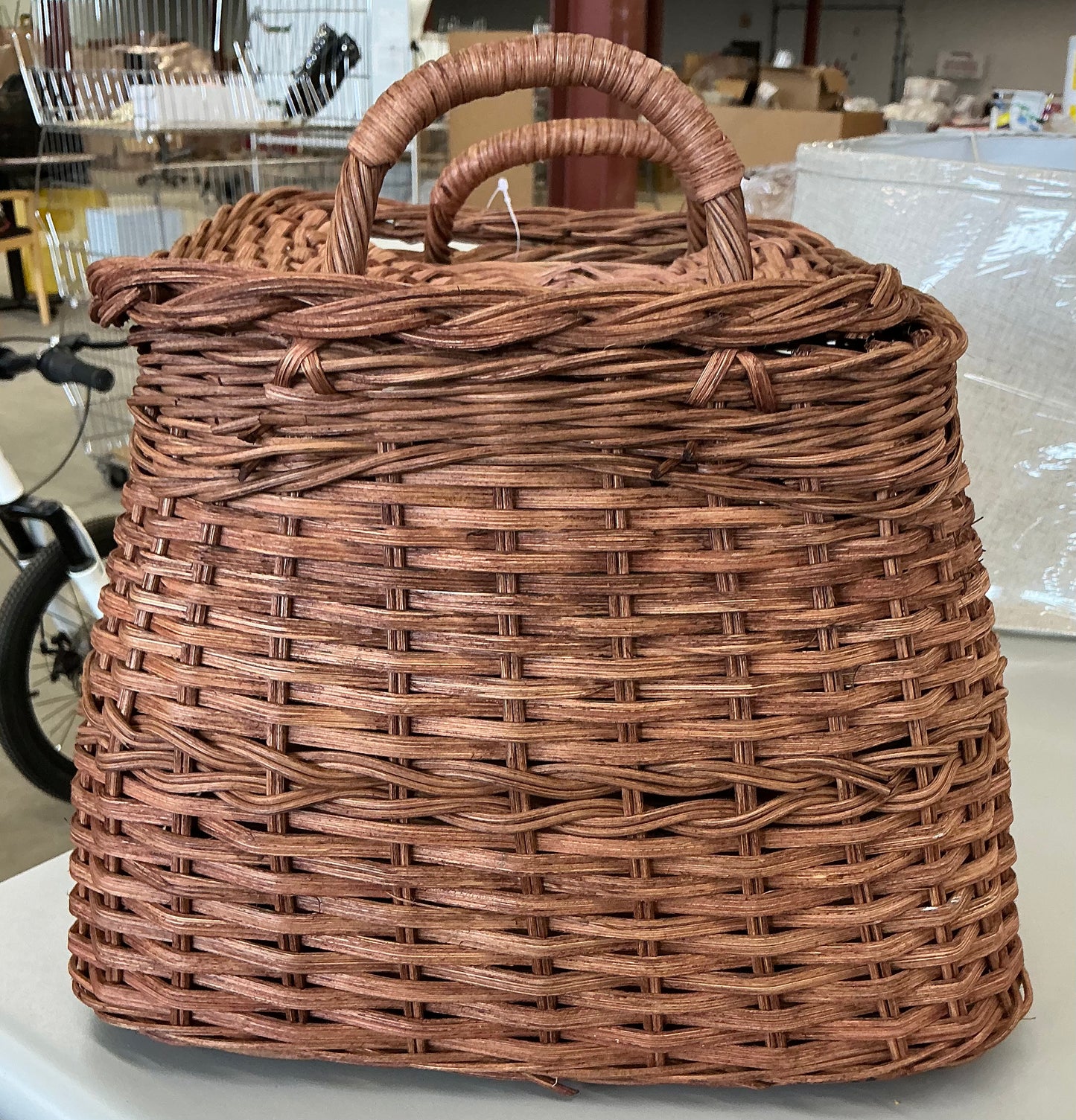 Square rattan basket dark brown - AS IS - SOME COSMETIC FLAWS