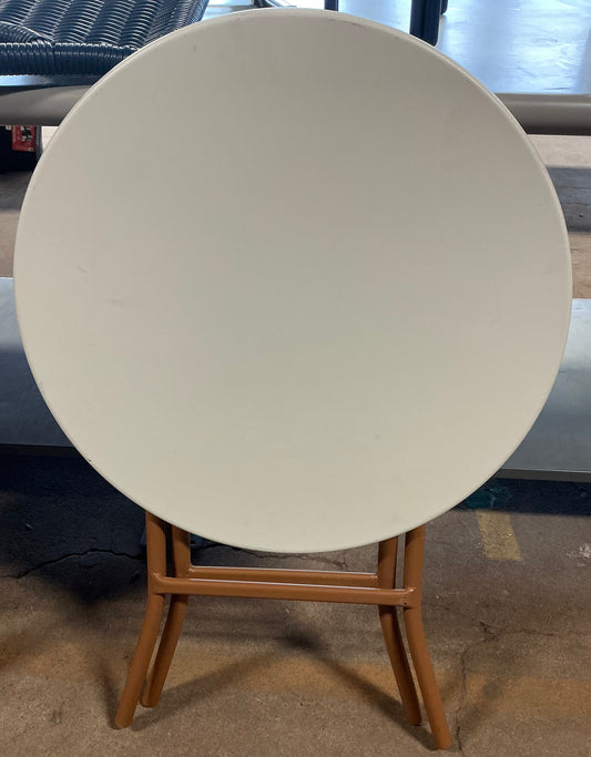 Steel round French cafe outdoor patio bistro table - beige - MINOR COSMETIC FLAWS - PICK UP ONLY