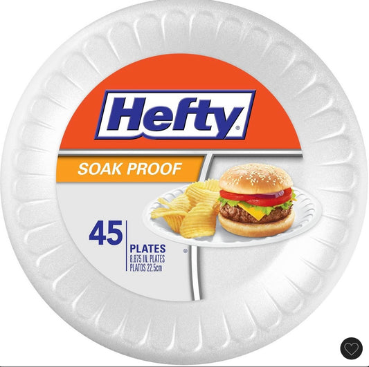 Hefty Everyday 8.875-inch foam plates in a 45-count pack