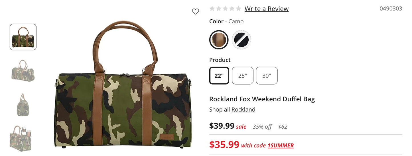 Rockland Fox weekend duffel bag