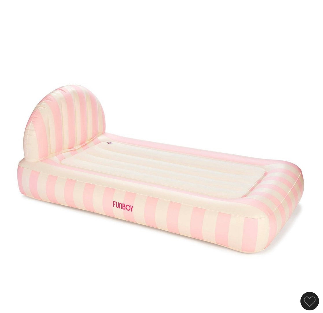 FUNBOY light pink stripe 15”H kids’ sleepover twin air mattress bed - AS IS - MISSING PUMP