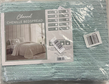 Beatrice Home Fashions Channel Chenille Bedspread only Twin-Light Blue