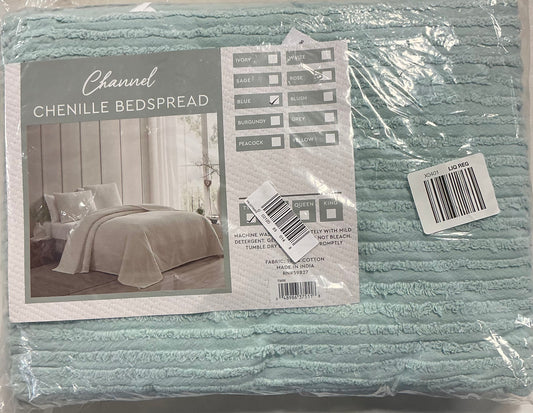 Beatrice Home Fashions Channel Chenille Bedspread only Twin-Light Blue