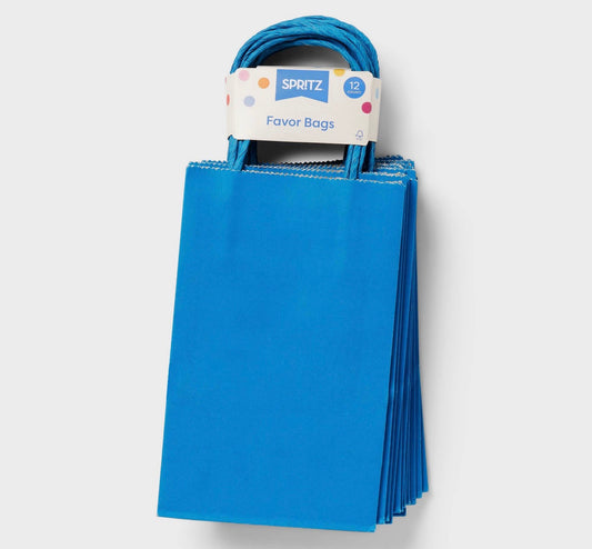 Spritz 12-count pack of blue paper junior tote bags