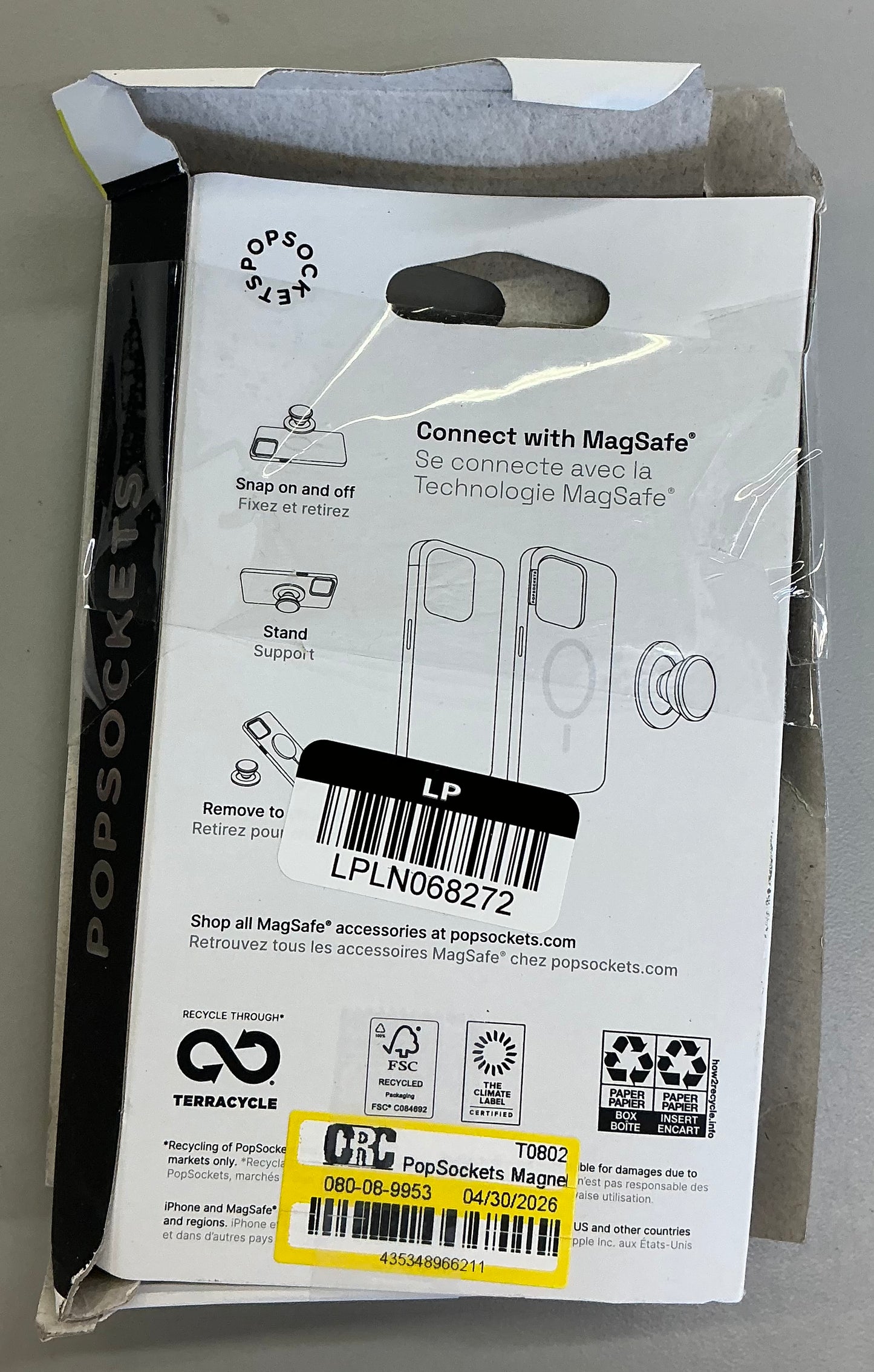 Popsocket magnetic phone grip with MagSafe, magnetic adapter ring included - Delicate Floral Berry - OPEN PACKAGE
