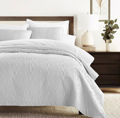 Casual Comfort Floral Stitch Quilt Set 3 Pieces Full/Queen
