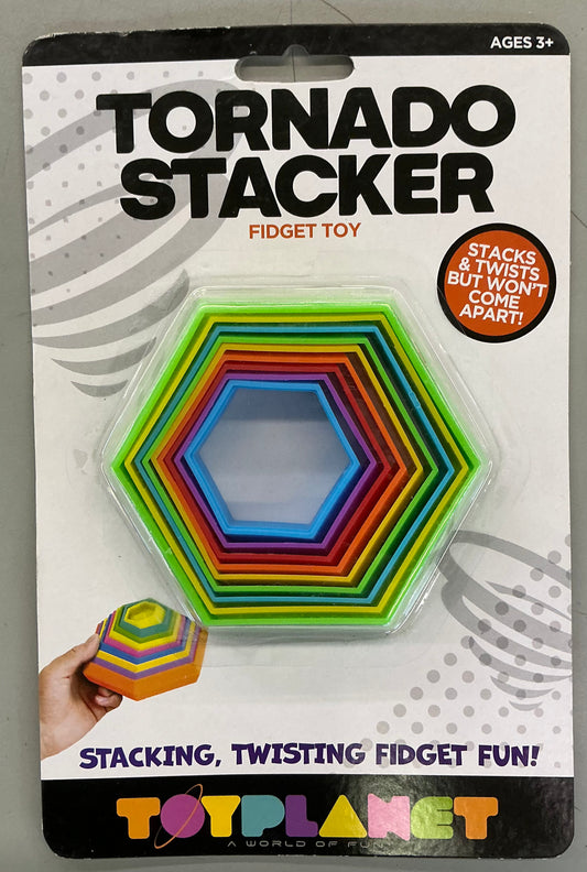 ToyPlanet Tornado Stacker fidget toy in a multi-colored