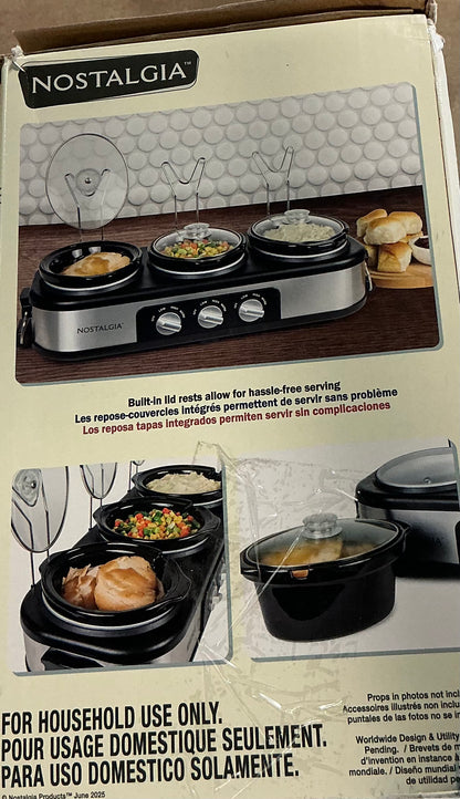 3 station stainless steel slow cooker buffet
