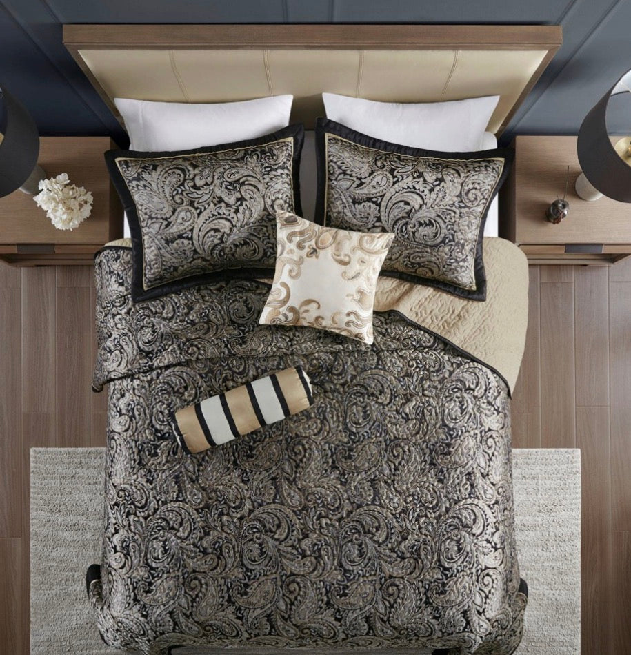 Madison Park 5-Piece Paisley Jacquard Bedspread Set king