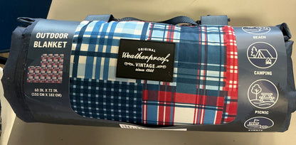 Weatherproof vintage madras throw blanket - 60x72”