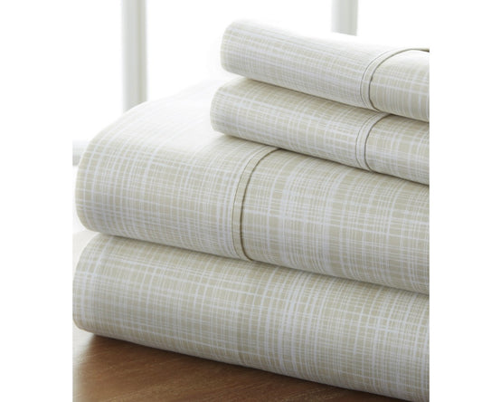 4-piece patterned microfiber polyester sheet set Queen