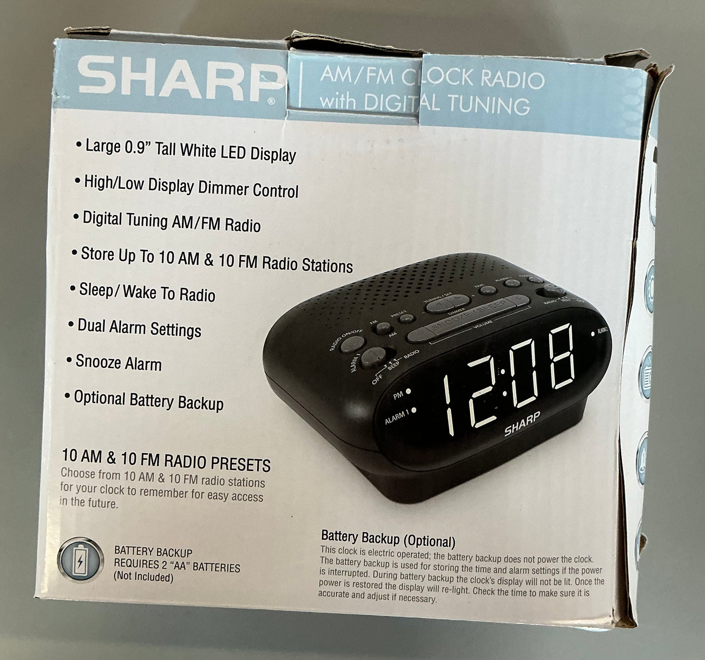 Sharp digital dual alarm clock with AM/FM radio - OPEN BOX