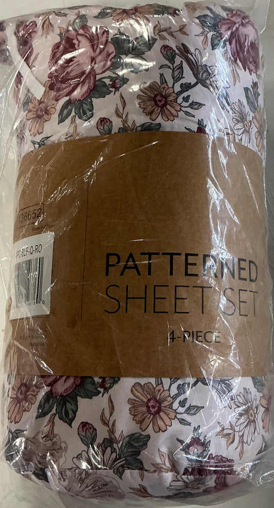 Casual Comfort Blooming Floral Patterned Sheet Set 4 pieces Queen